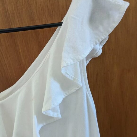 Lilly Pulitzer Alessa Ruffle Sleeveless White Pullover Top Size L - Picture 3 of 5